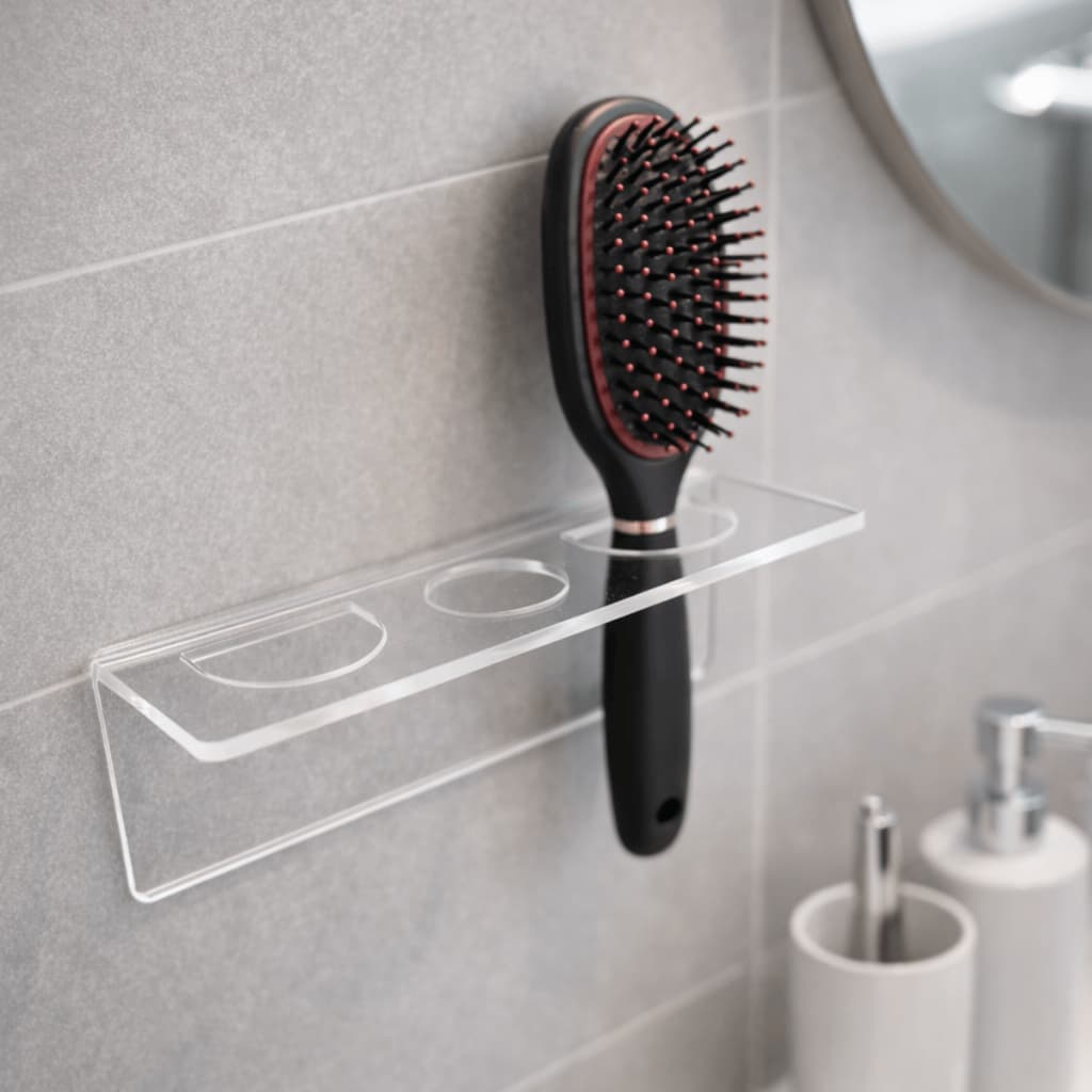Porta Escova Cabelo Acrilico Cristal Organizador Penteadeira Sem Furo