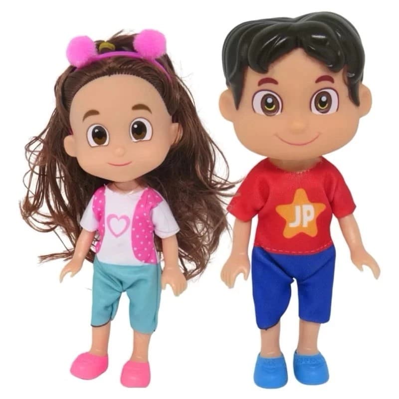 Boneca e Boneco Infantil Maria Clara e JP 16 cm - Articulados com Roupas Removíveis