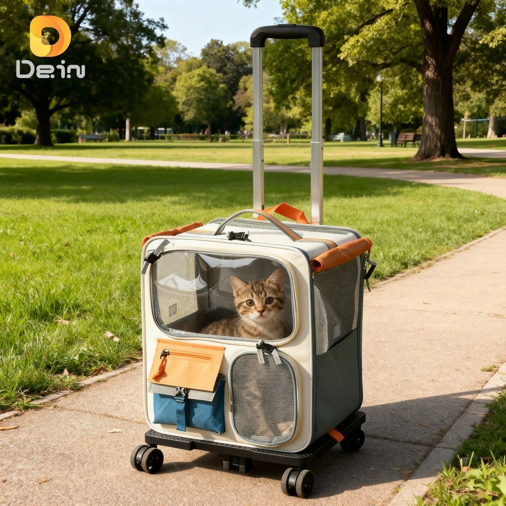 Mochila Pet com Rodinhas 360° e Alça Retrátil | Transporte Seguro para Gatos