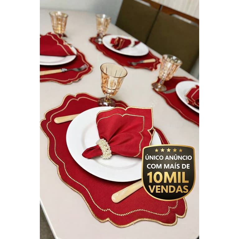 Kit Jogo Americano 8 Pçs Souplats Mesa De 4 Lugares Mesa Posta Porta Guardanapo Supla Sousplat