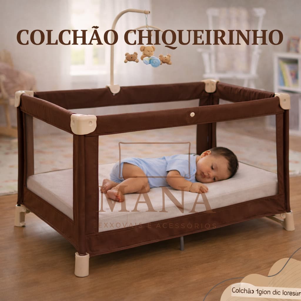 Colchão Para Berço Desmontável Chiqueirinho Cercadinho Capa Removível 90x60x07cm Macio