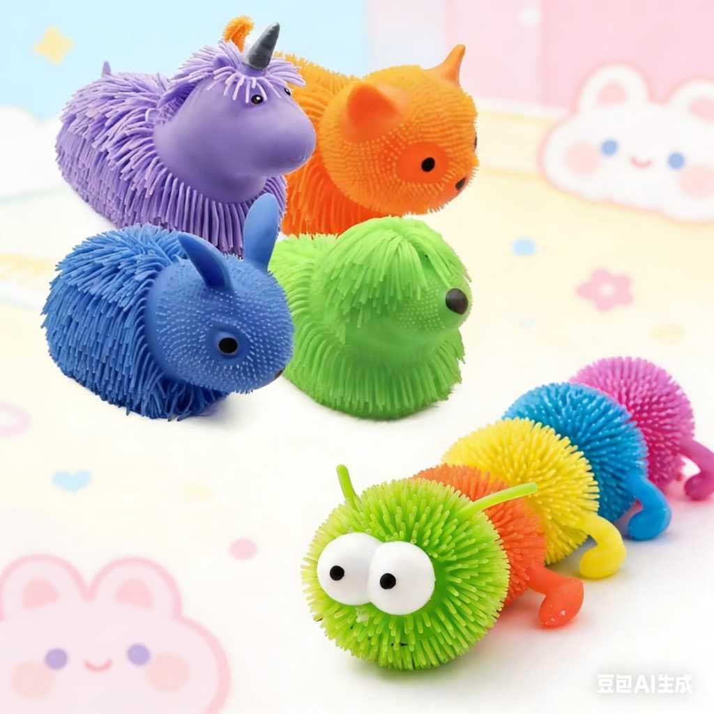Brinquedos de apertar em formato de coelhos, gatinhos, cachorros, lagartas e unicórnios — resistentes à compressão — est