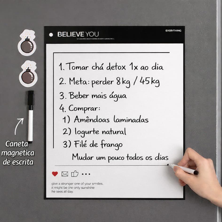 Planner Semanal Mensal Magnetico Ima De Geladeira Com Caneta ou Sem Caneta