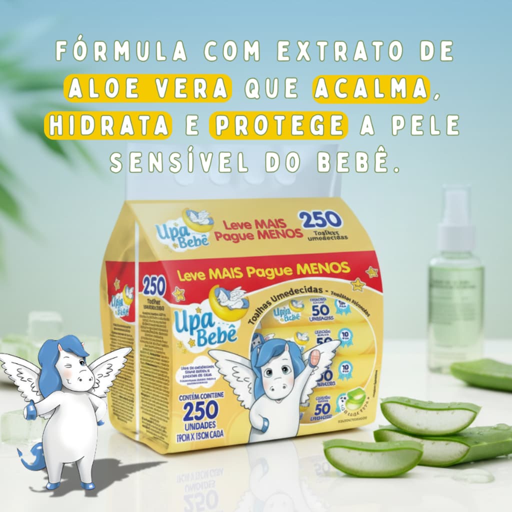 Lenço Umedecido Bebê Upa 250 Unidades Kit 5x50 Melhor Custo Benefício