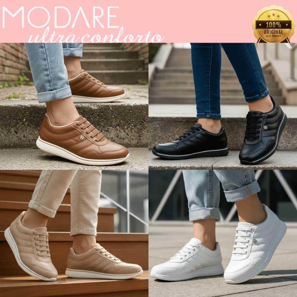 Tênis Modare Ultraconforto Feminino Sapato Casual Leve Macio Conforto Ortopédico Dia a Dia Original