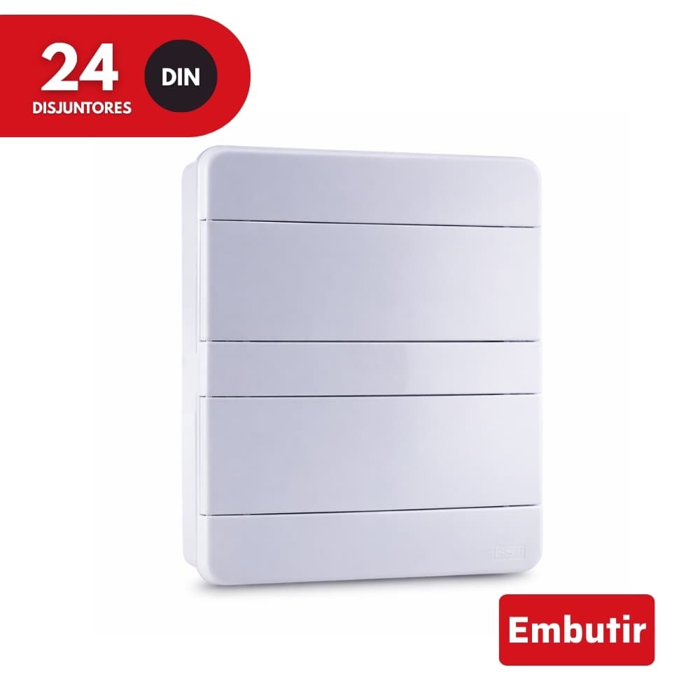 Quadro Distribuição 24 Disjuntores Din Embutir Branco Force Line