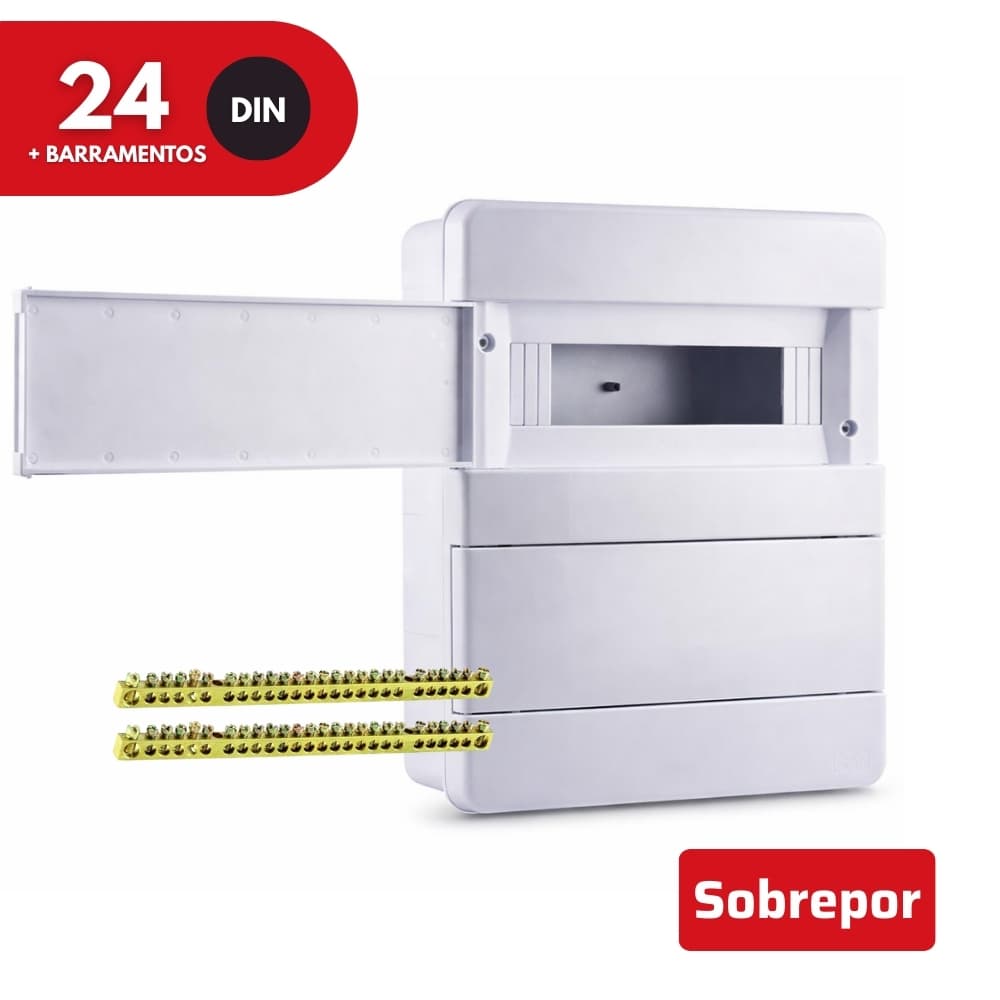 Quadro Distribuição com Barramento 24 Din Sobrepor Forceline