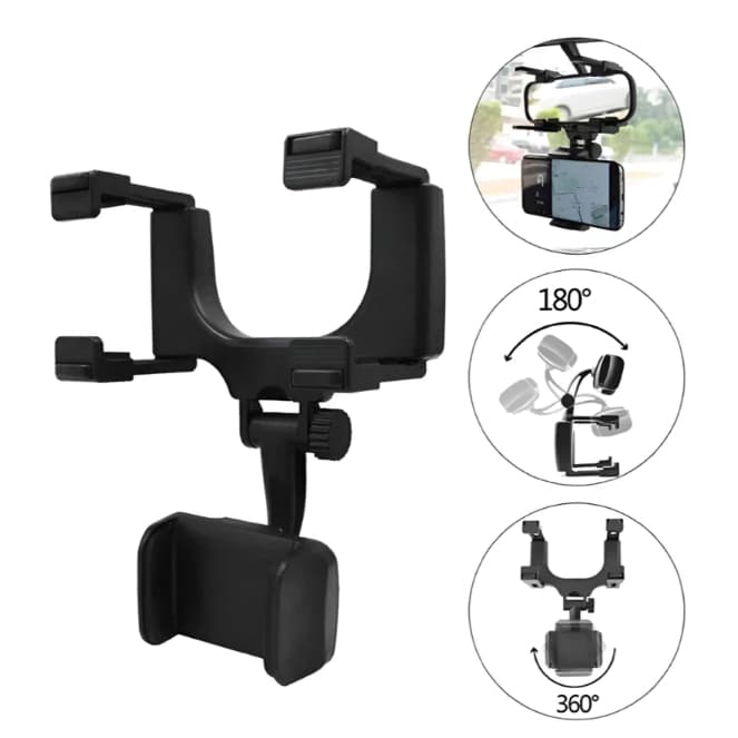 Suporte de Celular Para Retrovisor Rotativo Abs Seguro e Firme