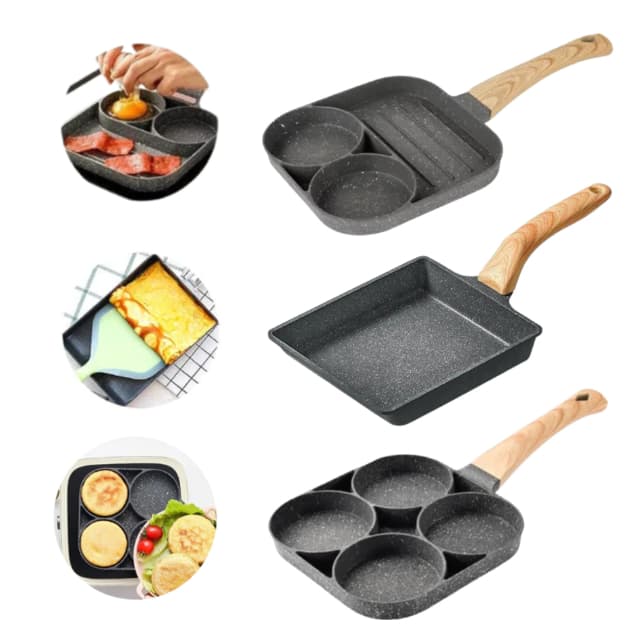 Frigideira Panela Japonesa Antiaderente Fritadeira Multifuncional Ovo Hambúrguer Panqueca 3 Modelos
