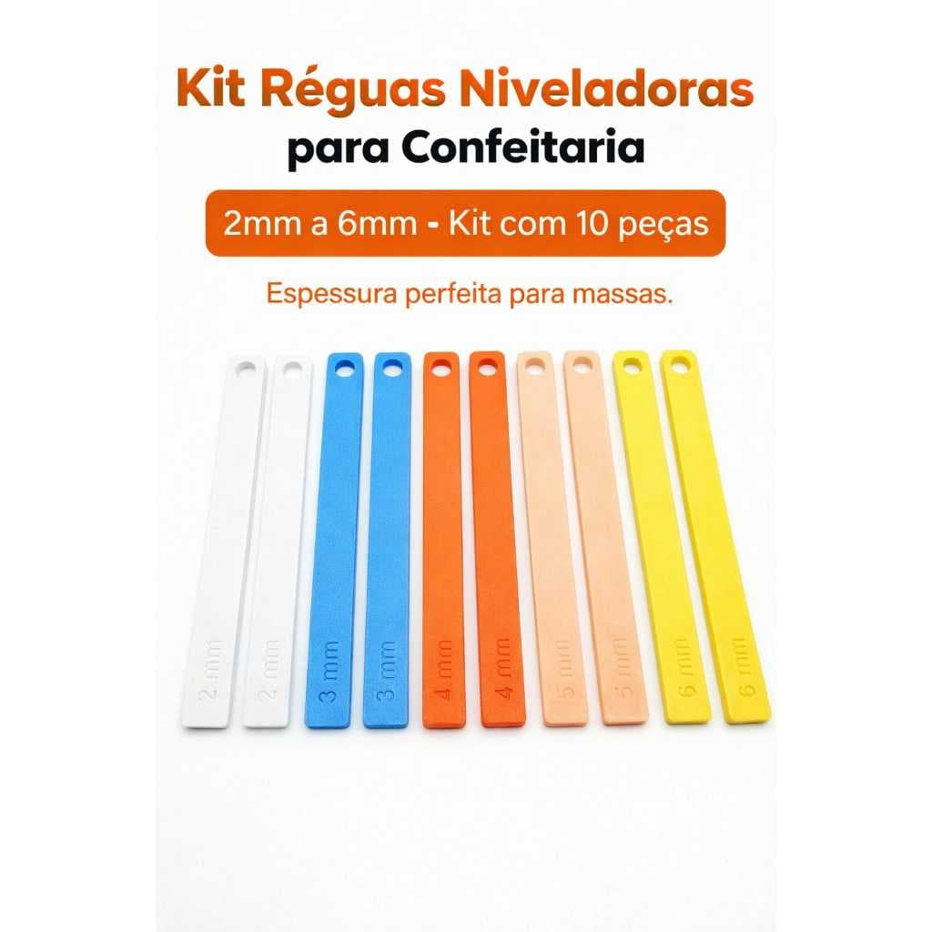 Kit 10 Réguas Niveladoras 2mm a 6mm | Confeitaria e Biscuit