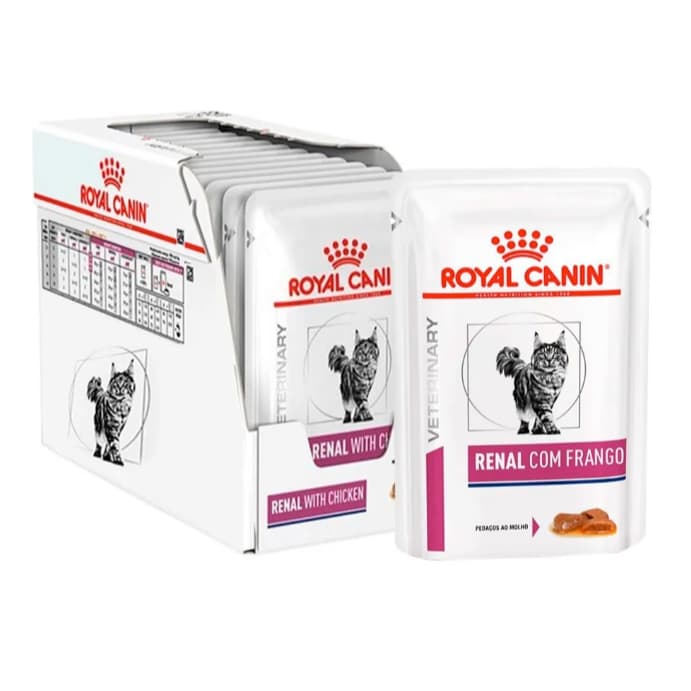 Ração Úmida Royal Canin Veterinary Diet Renal para Gatos com Insuficiência Renal - 12 sachês de 85g
