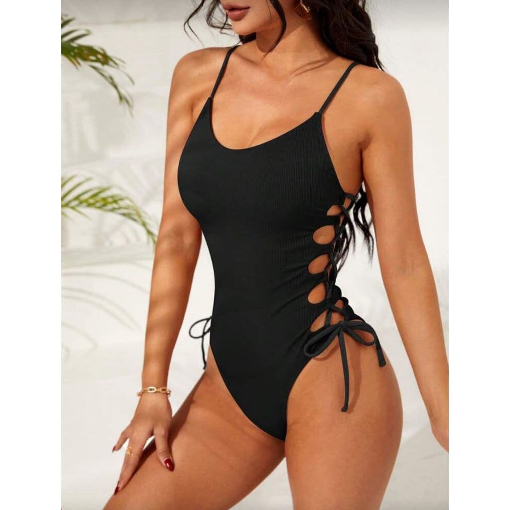 Body Maio Feminino Cavado Amarração Lateral Ajustável Moda Praia Sensual Elegante Modelagem Perfeita Mda Feminina Gringa