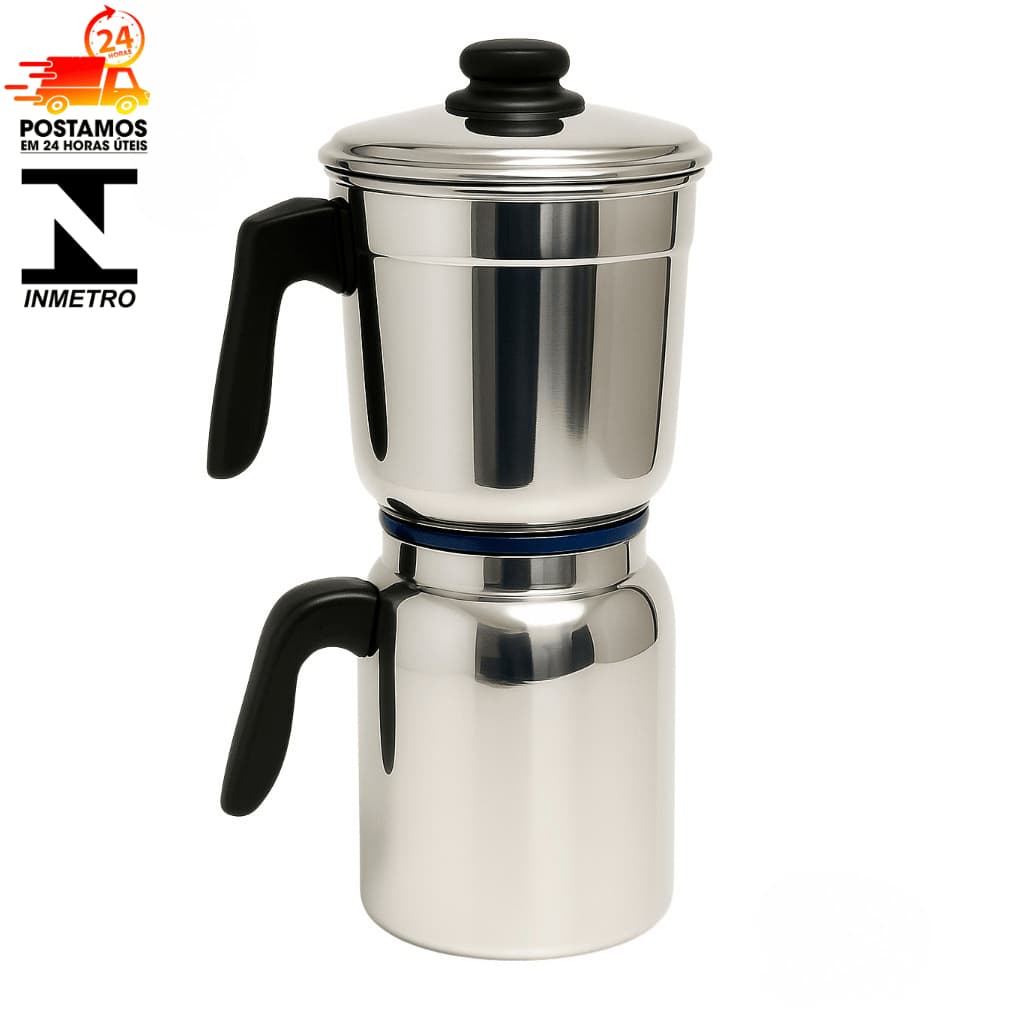 Cafeteira de Alumínio Premium Polida 1,5L – Clássica, Durável e Certificada