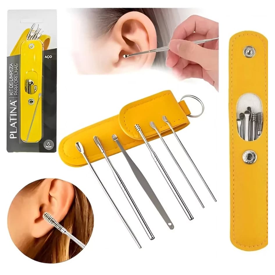 Kit com 6 Cotonetes Inteligentes – Limpeza Segura dos Ouvidos com Estojo Portátil