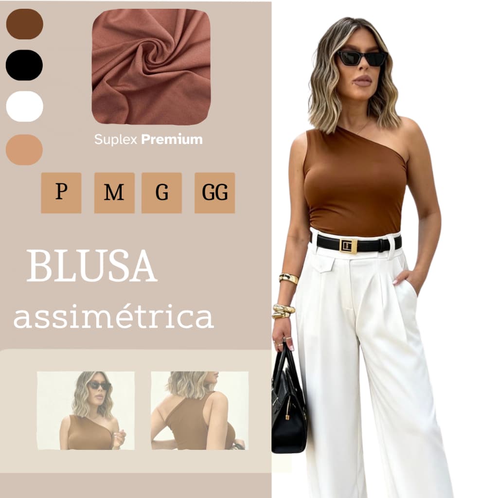 Blusa Feminina Mula Manca Um Ombro Só Regata Suplex Casual Moda Blogueira Tendência Estilosa