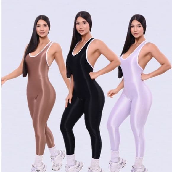 Macacão Fitness Academia  Suplex Poliamida Brilho Zero Trasparencia Com Alça Dupla