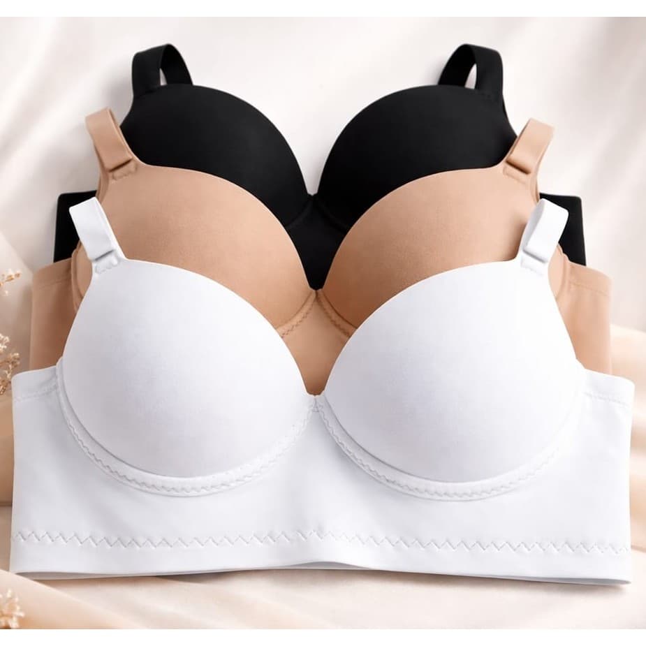 Kit C/ 2 Sutiãs Básicos Reforçados Microfibra com Bojo - Lingerie Direto da Fábrica Tamanhos P ao GG