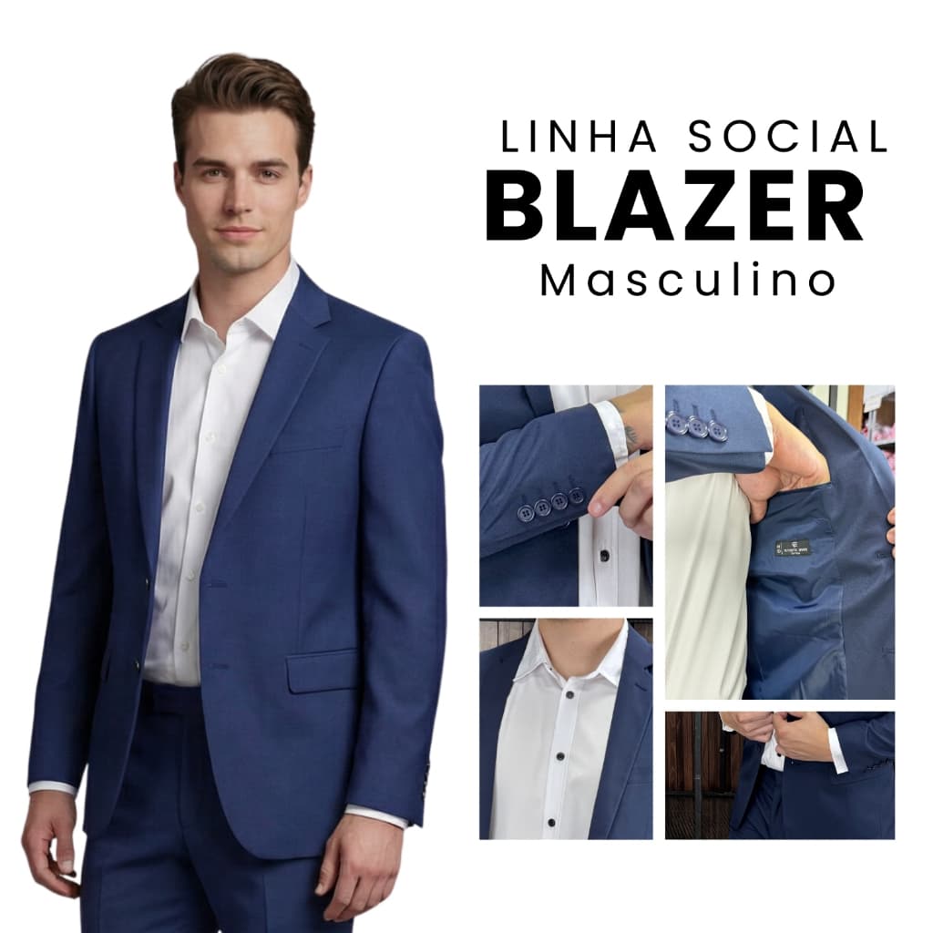 Paleto Blazer Masculino Slim Italiano Social Premium Luxo Microfibra Elastano Terno Classico Esporte Fino