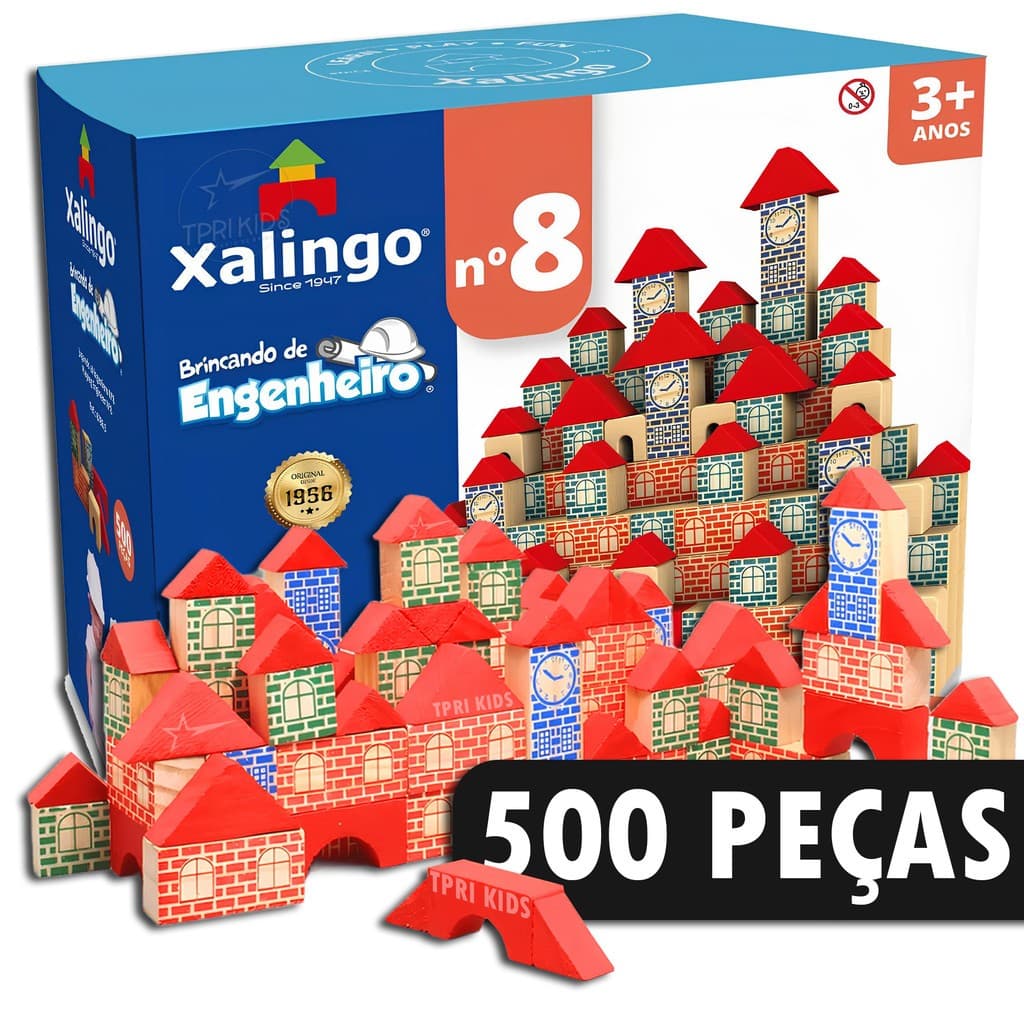 Blocos de montar casinha- bloquinhos de madeira Construção  Infantil Criança CASINHA Xalingo