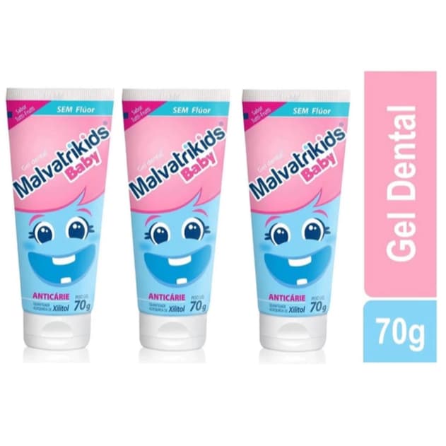 Kit 03 unid Malvatrikids Baby Gel Dental 70g