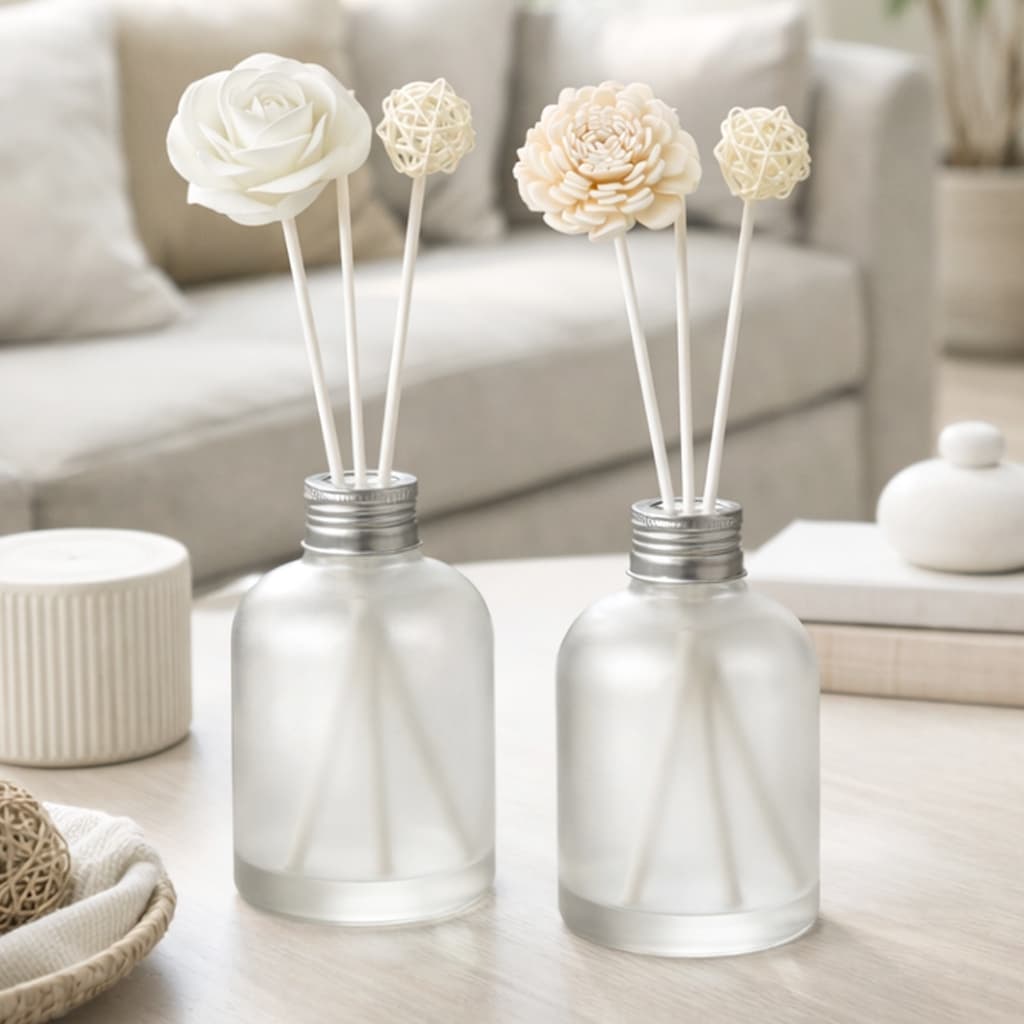 Kit Varetas de Fibra Flor Bolinha Para Difusor Aromatizador Ambientes Moderno Decorativo Enfeite