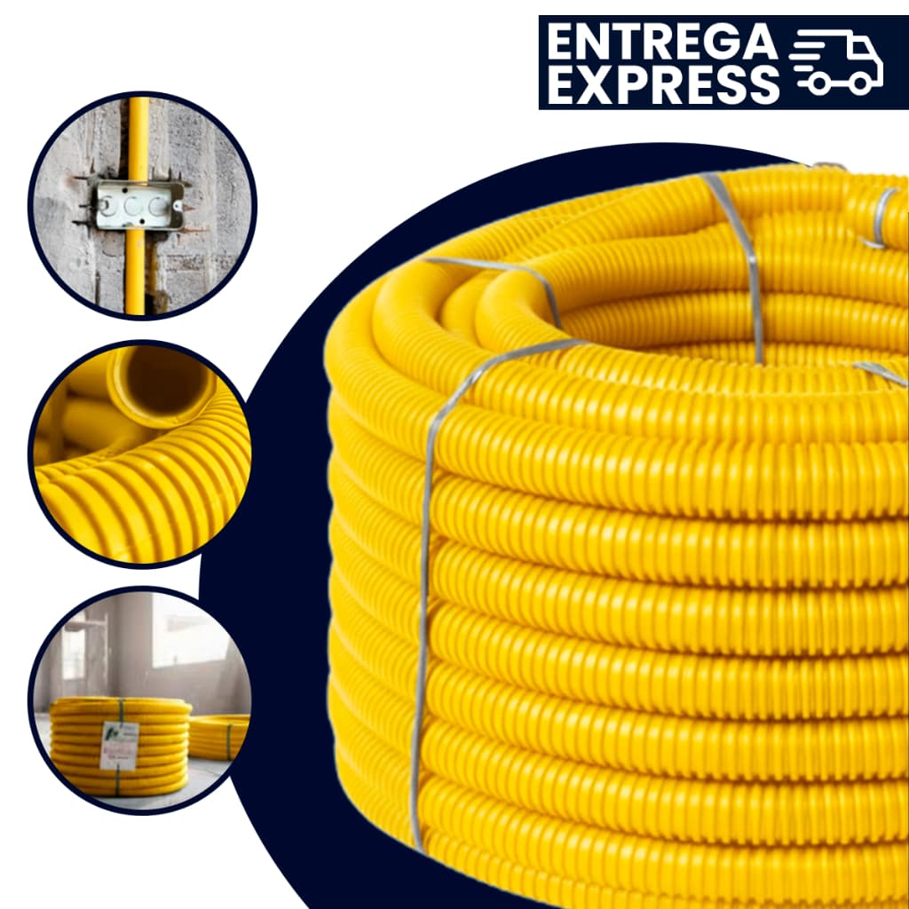 Conduíte Eletroduto Flexível Amarelo Corrugado 3/4