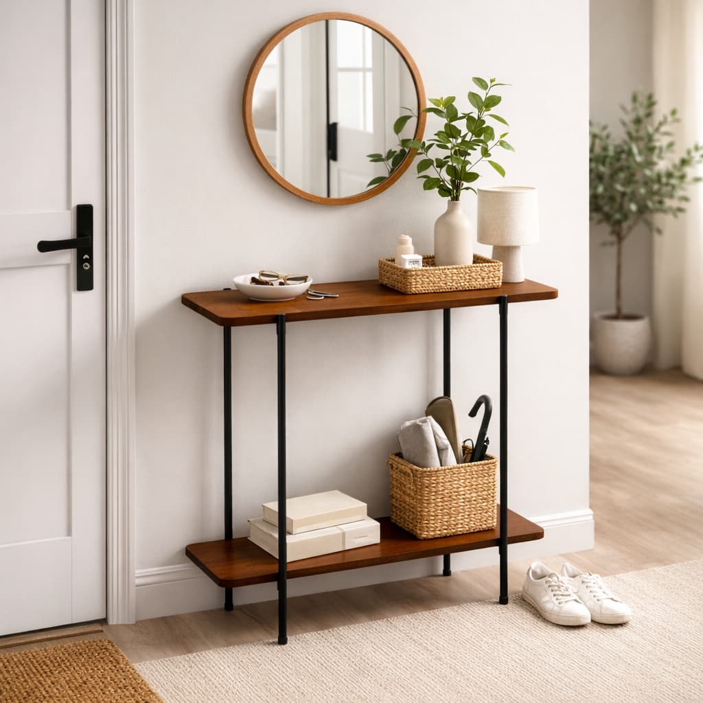 Aparador Buffet Cantinho do Café Mesa Industrial de Decoração 2 Prateleiras Aço Sala Recepção