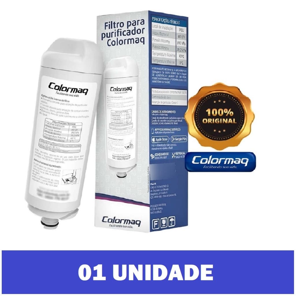 Refil Filtro Vela Purificador de Água Carvão Ativado Original Colormaq Acqua