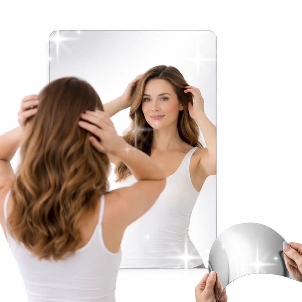 Espelho Flexível Retangular Grande 60x40CM Feito com Acrílico Dobrável Seguro e Resistente Adesivo
