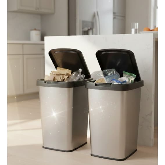 Kit 2 Lixeiras 9L Inox Com Tampa Click - TOY 25462