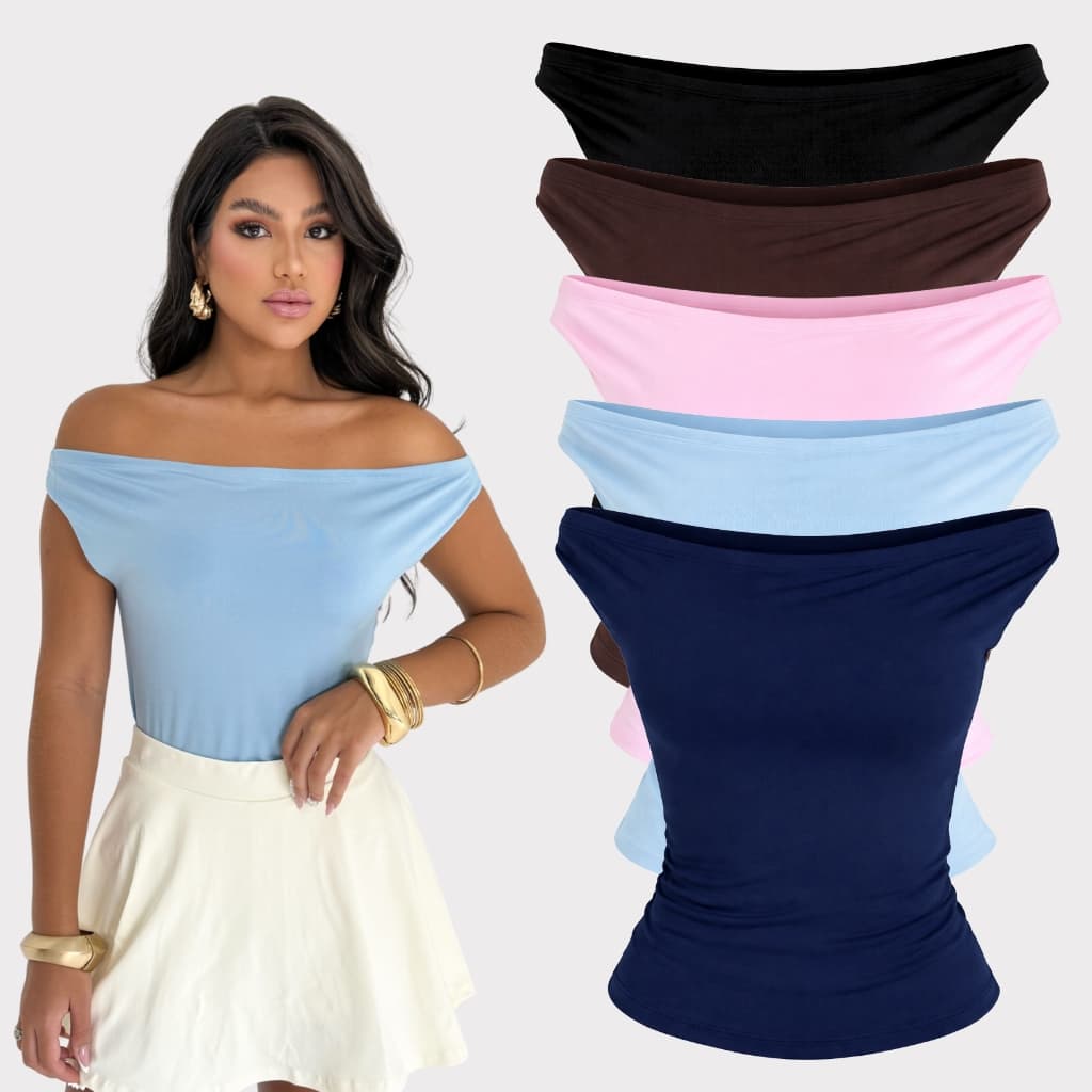 Blusa Suplex Feminina Manguinha Ombro a Ombro básica suplex Duplo