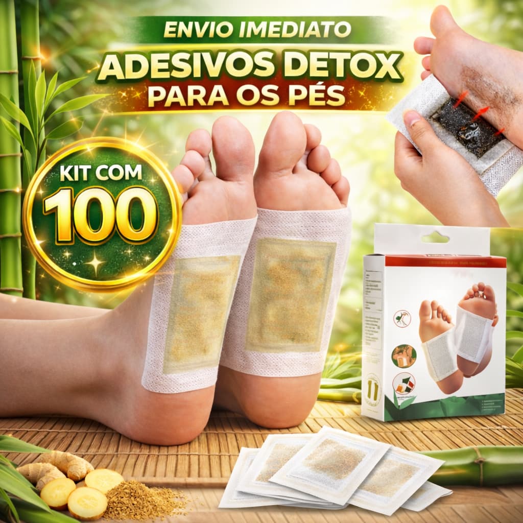 Kit 100 Adesivos Detox para os Pés – Reduz Inchaço, Elimina Toxinas e Proporciona Relaxamento