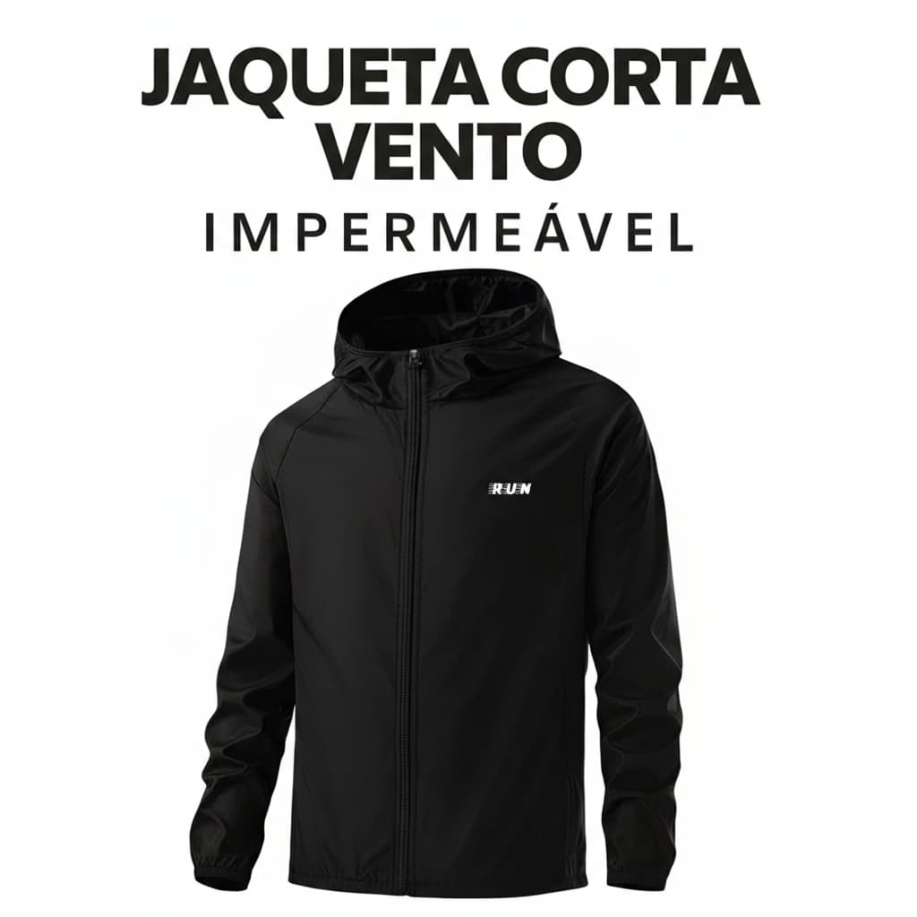 Blusa de Frio Jaqueta Corta Vento Impermeável UV+ Gola Alta Semi Forrada Corrida Academia