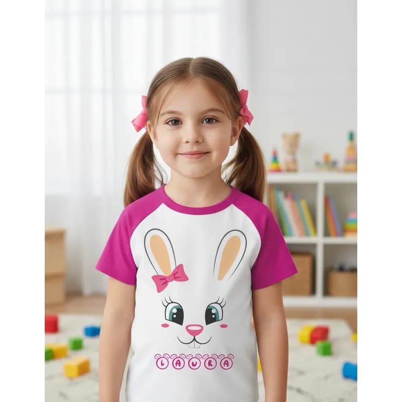 Camiseta Coelho Pascoa Infantil Coelhinho Com Nome personalizada menino ou menina