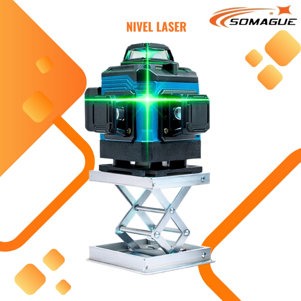 Nível Laser Verde 16 Linhas 4d Autonivelante Com 2 Baterias