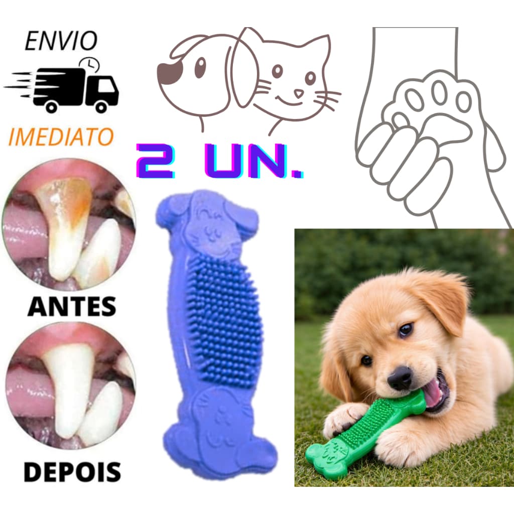 Mordedor Ossinho Pet Borracha Cães Saúde Dental Remove Tártaro Antiestresse