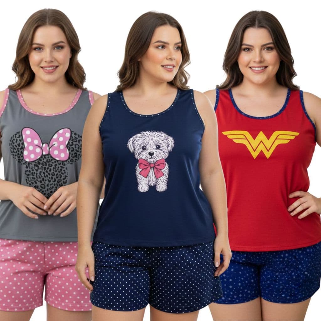 Baby Doll  Plus Size Regata Feminino  / Pijama Plus Size / Baby Doll Estampado