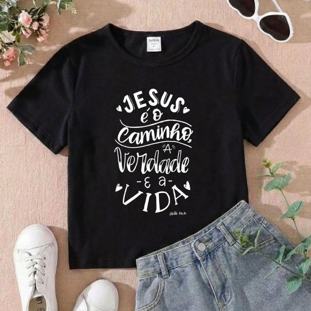 Blusa Infantil Tshirt Religiosa Jesus é o Caminho Envio Já