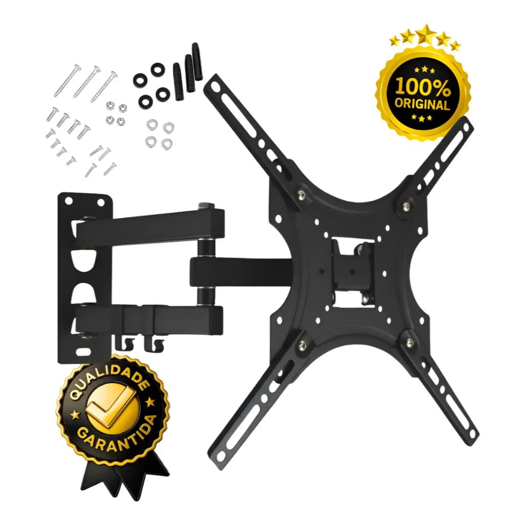 Suporte Articulado Para Tv 14 a 55 polegadas Inclinado Reforçado Suporta 50kg Preto