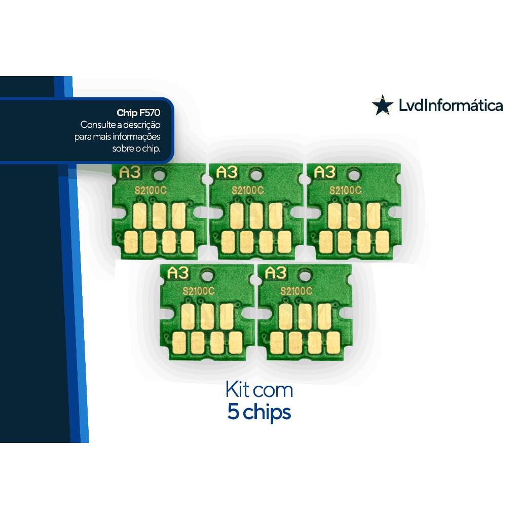 Kit 5 Chips da Caixa Manutenção Epson F570 F571 T3170 T5170 T3170x (Envio Rápido)