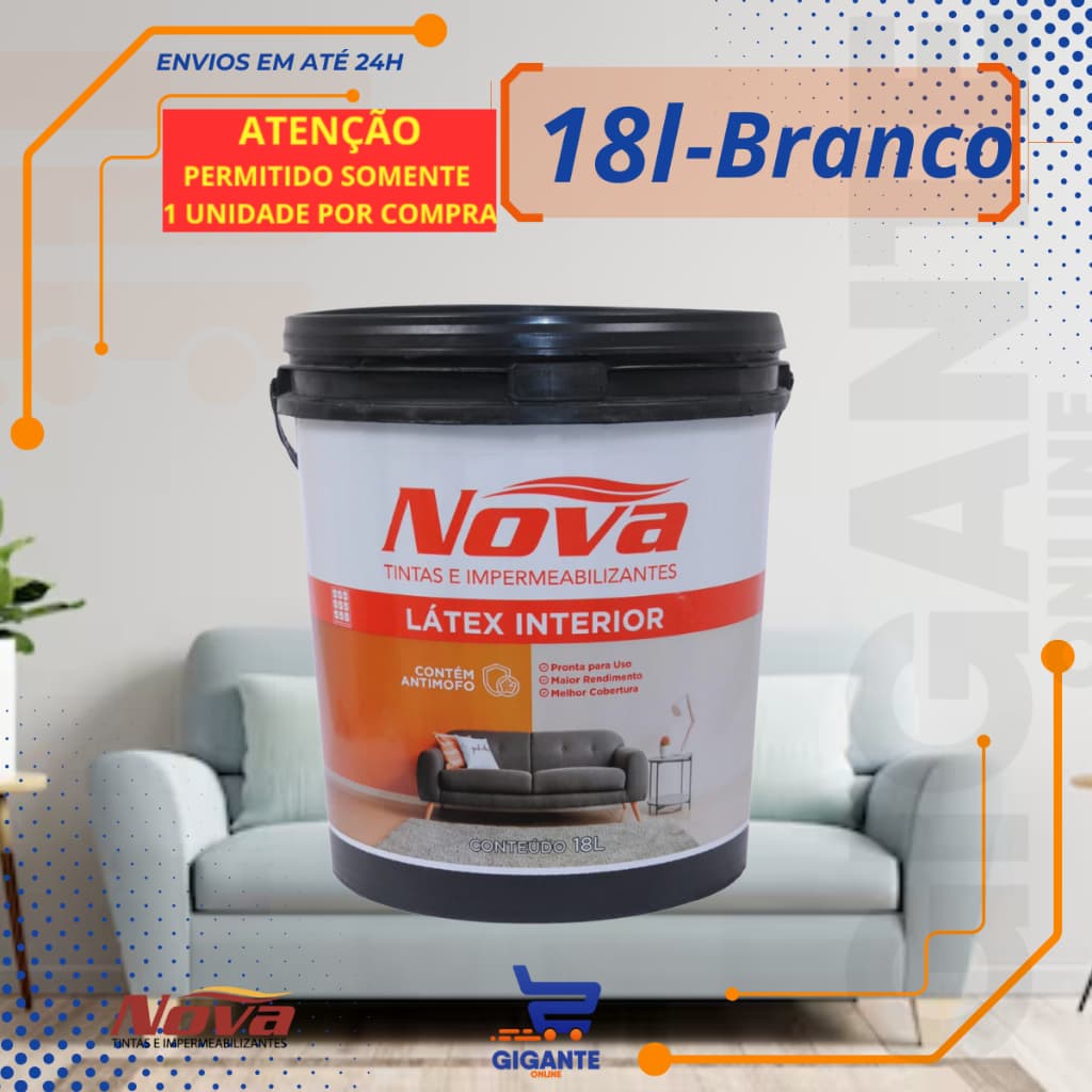 Tinta Látex Acrílico Branca 18L Antimofo Interior Nova Tintas