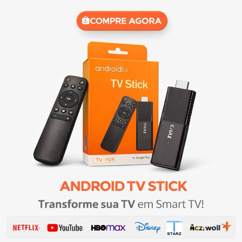Android TV Stick WI-FI 4K - Streaming 4K, Controle Remoto