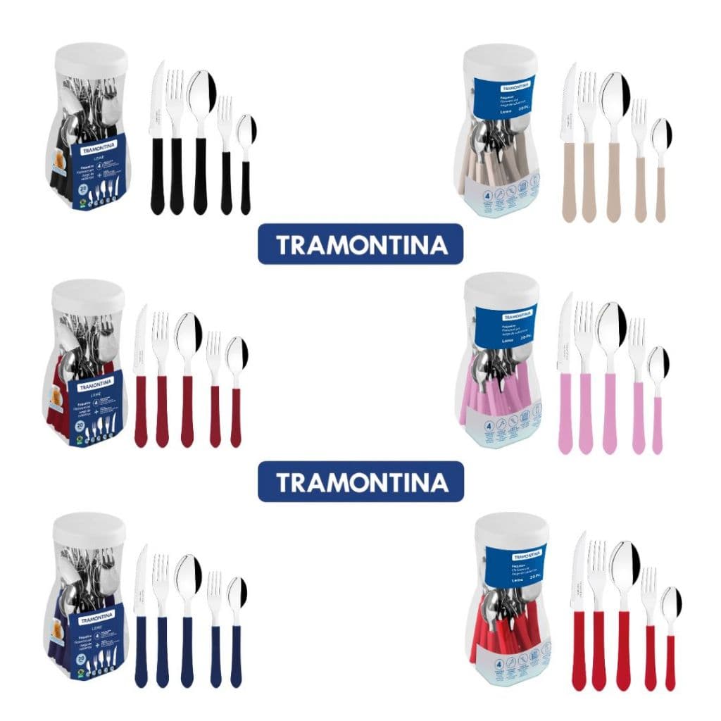 JOGO DE TALHERES FAQUEIRO TRAMONTINA  20 PEÇAS AÇO INOX-LEME