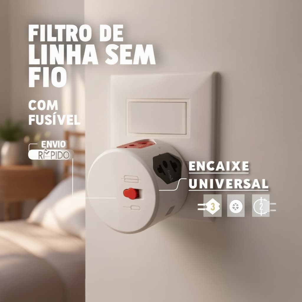 Filtro De Linha Sem Fio Tomada Hexágono 6 Saídas Adaptador Com Fusível 10A/20A Pino Maciço Resistente Sextavado Multiuso