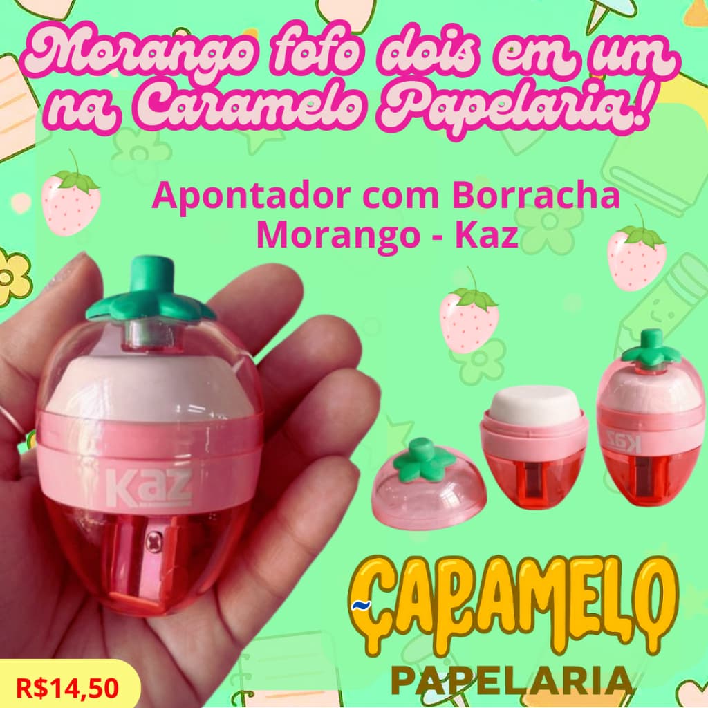 Apontador com Borracha Morango UN - KAZ