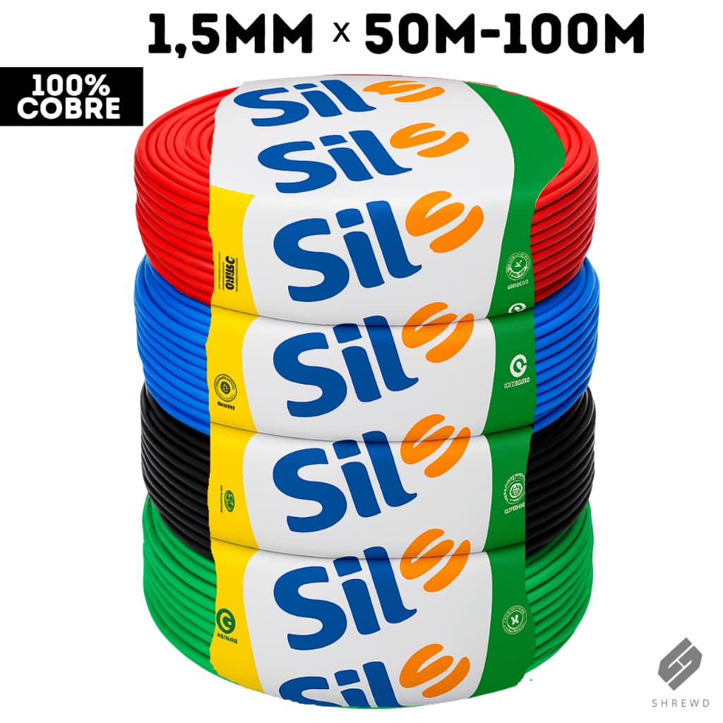Cabo Fio Elétrico Rolo Flexível Cobre Antichama 1,5mm 50/100 Metros