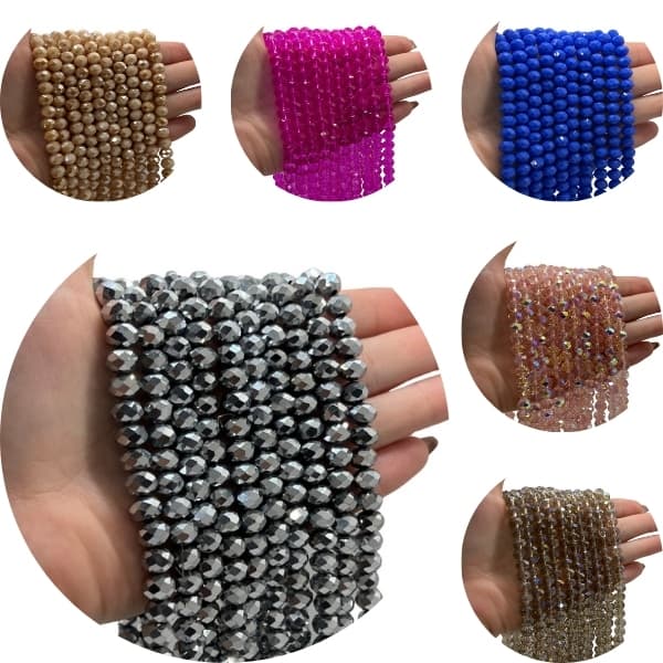 Fios de Cristal de Vidro Facetado 8mm 10 Fios Aprox. 67 Contas por Fio Artesanato