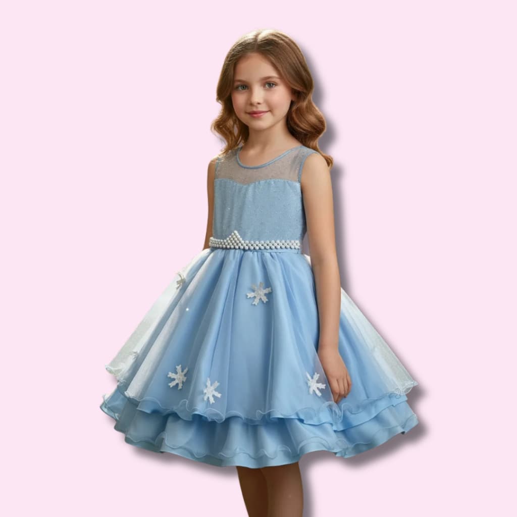 Vestido Infantil Juvenil Curto Frozen  Elsa Festa Princesa Capa Removível