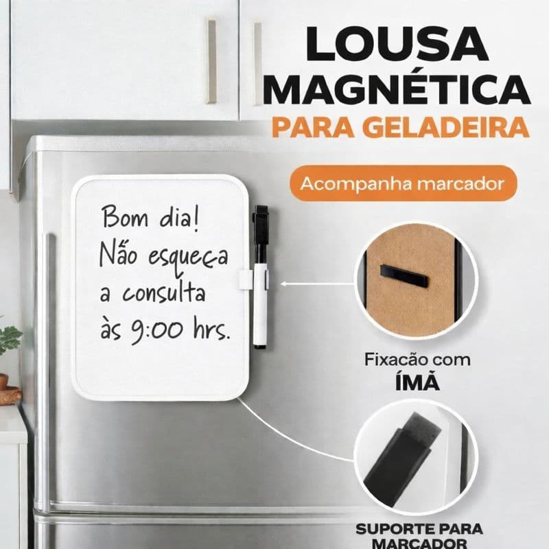 Lousa Para Anotações Lembretes Recados Para Fixar Na Geladeira Com Imã