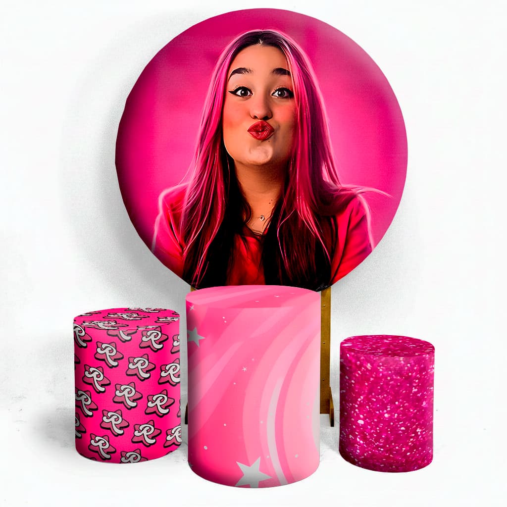 Kit Painel de Festa Meninas Emilly  Capa Painel + Trio Capa Cilindros Envio Imediato